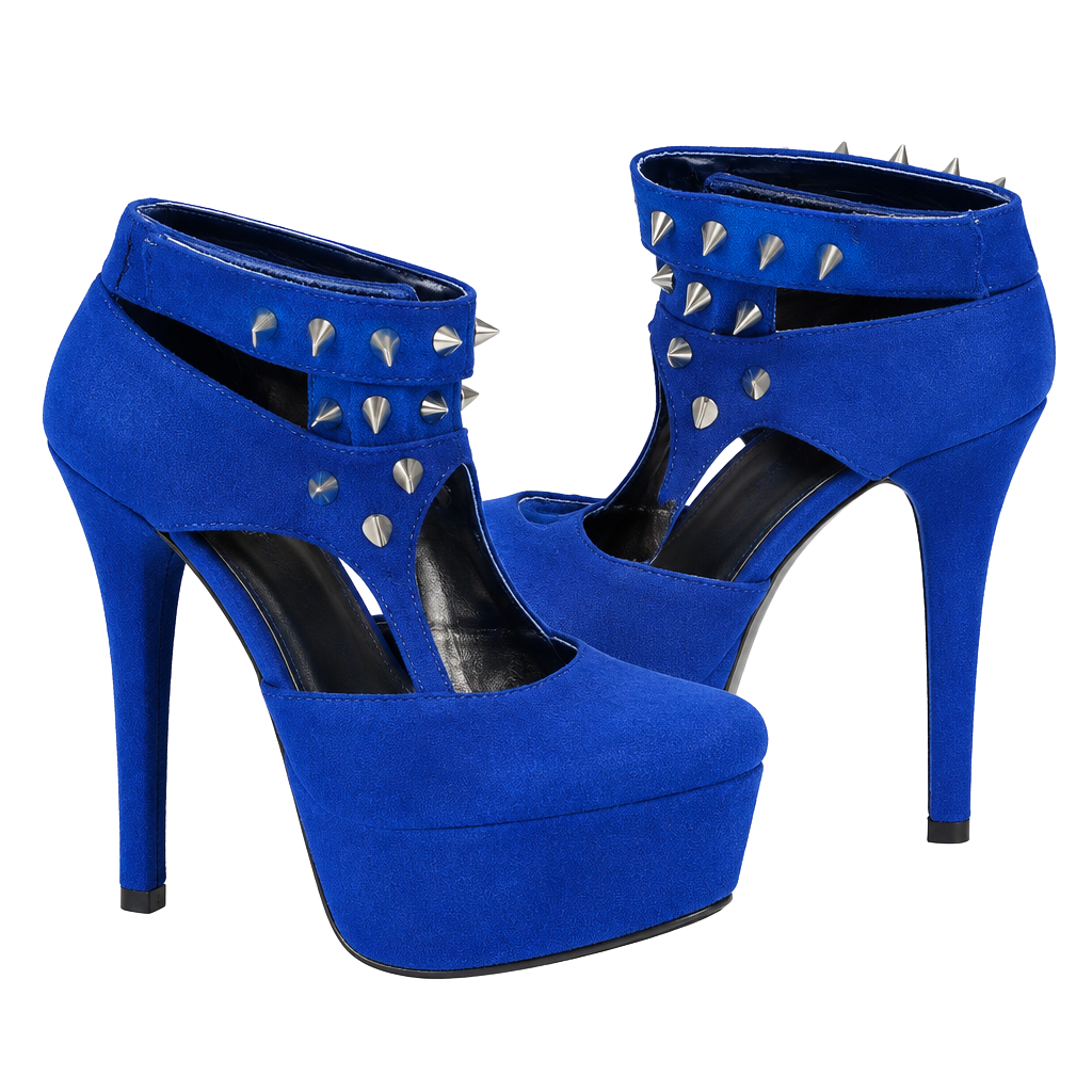 Wild Pair Emery Blue Spiked Heels Pumps 1