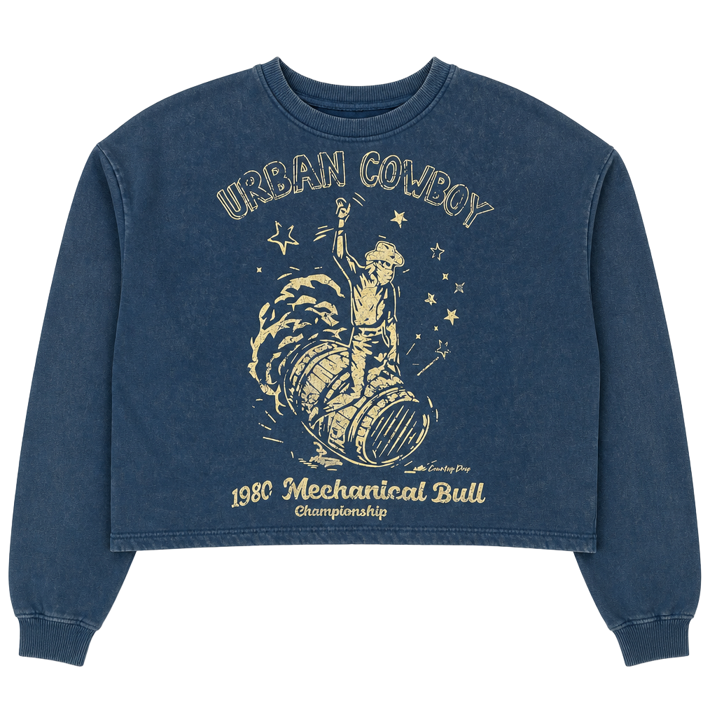 Country Deep Urban Cowboy Sweatshirt Size M Blue Mechanical Bull 1