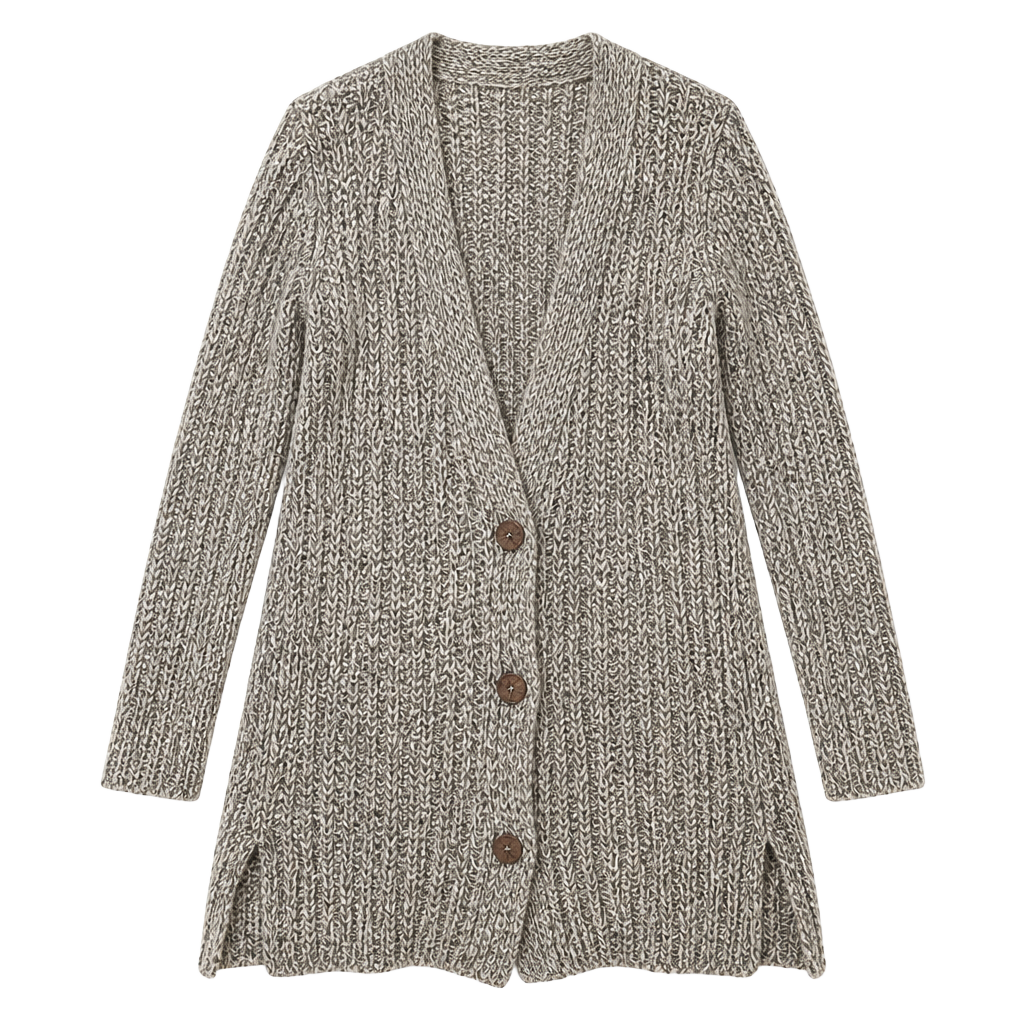 Angel of the North Cardigan Size M Gray Knit V-Neck Button Down 1