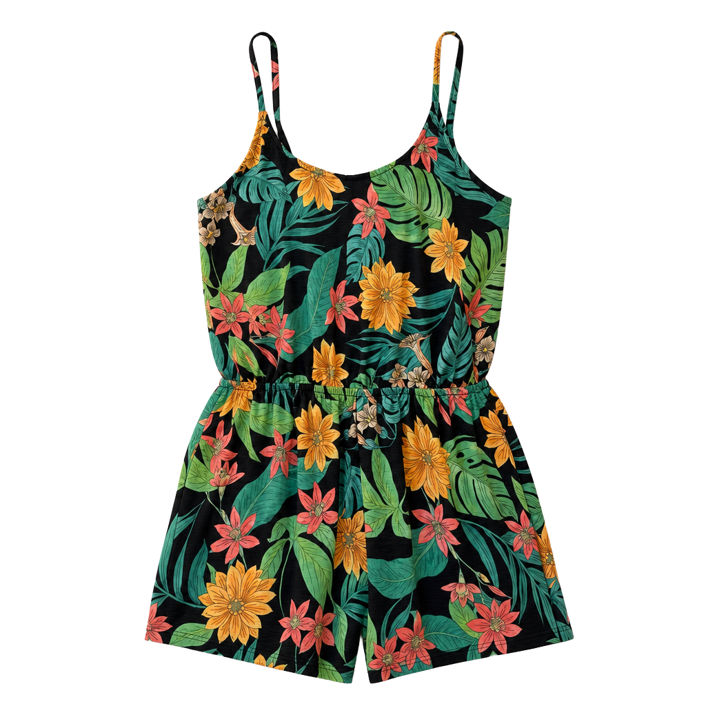 Hurley Women Floral Printed Sleeveless Romper 1