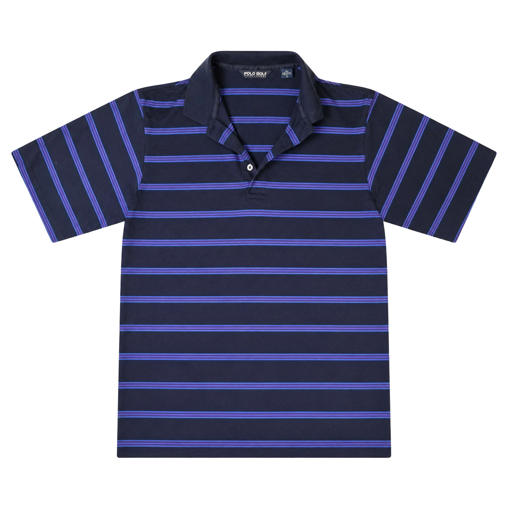 Polo Golf Ralph Lauren Striped Polo Shirt - Navy Blue & Purple - Large 1