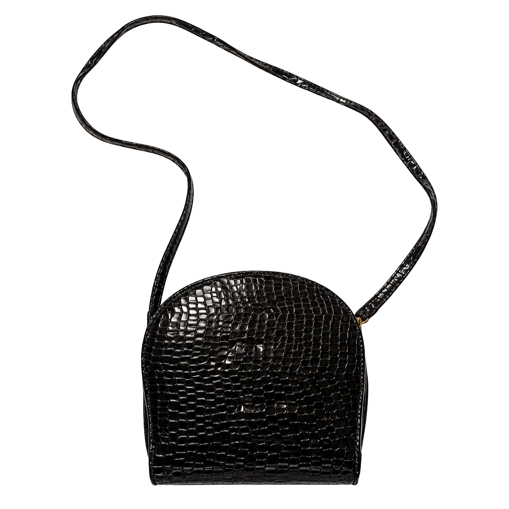 Cherry Mind Black Croc Crossbody Bag 1