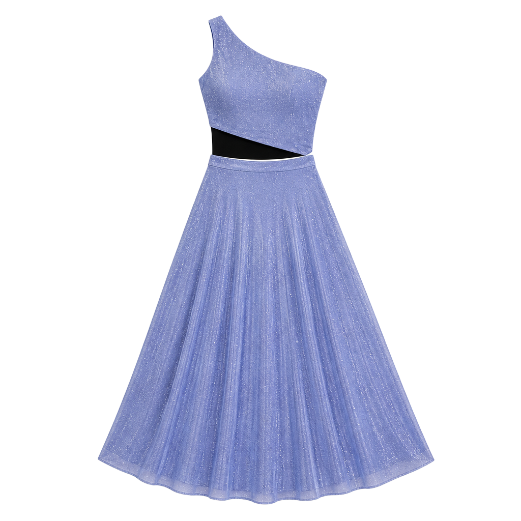 NWT City Vibe Gown One Shoulder Cutout Leg Slit, shimmering Blue- Size 1 1