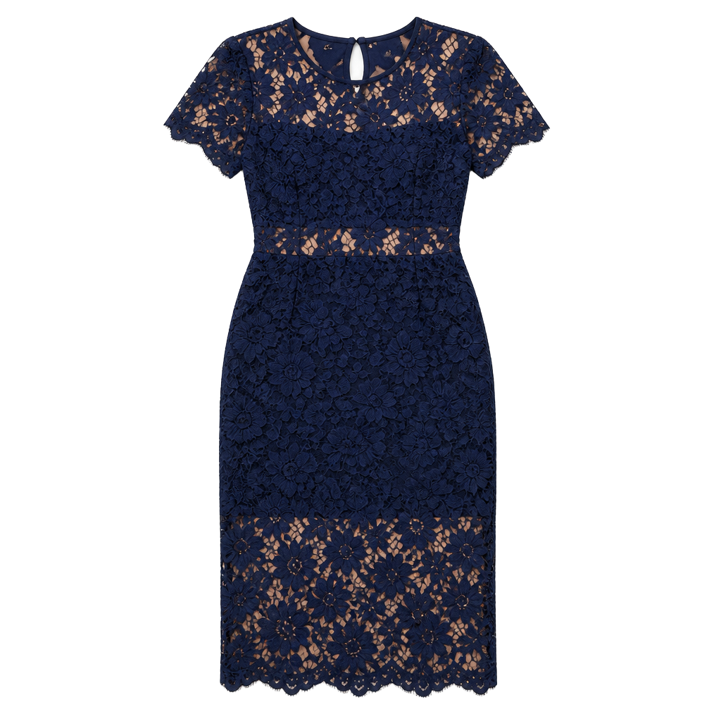 NSR Royal Blue Cap Sleeve Peekaboo Lace Midi Dress, Size Small 1