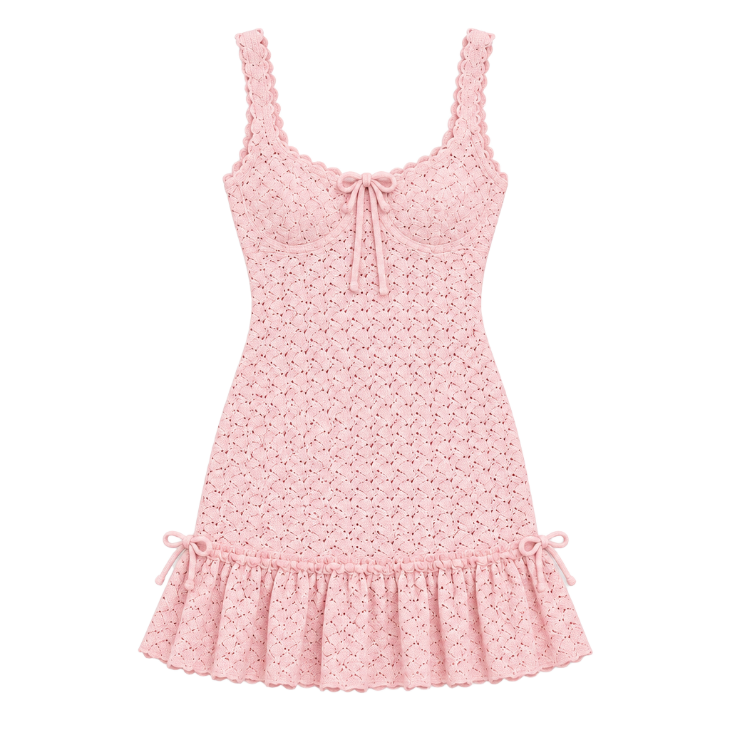 Meshki Marietta Cupped Lace Mini Dress Size XS Pink Barbiecore Barbie Coquette Ballerina 1