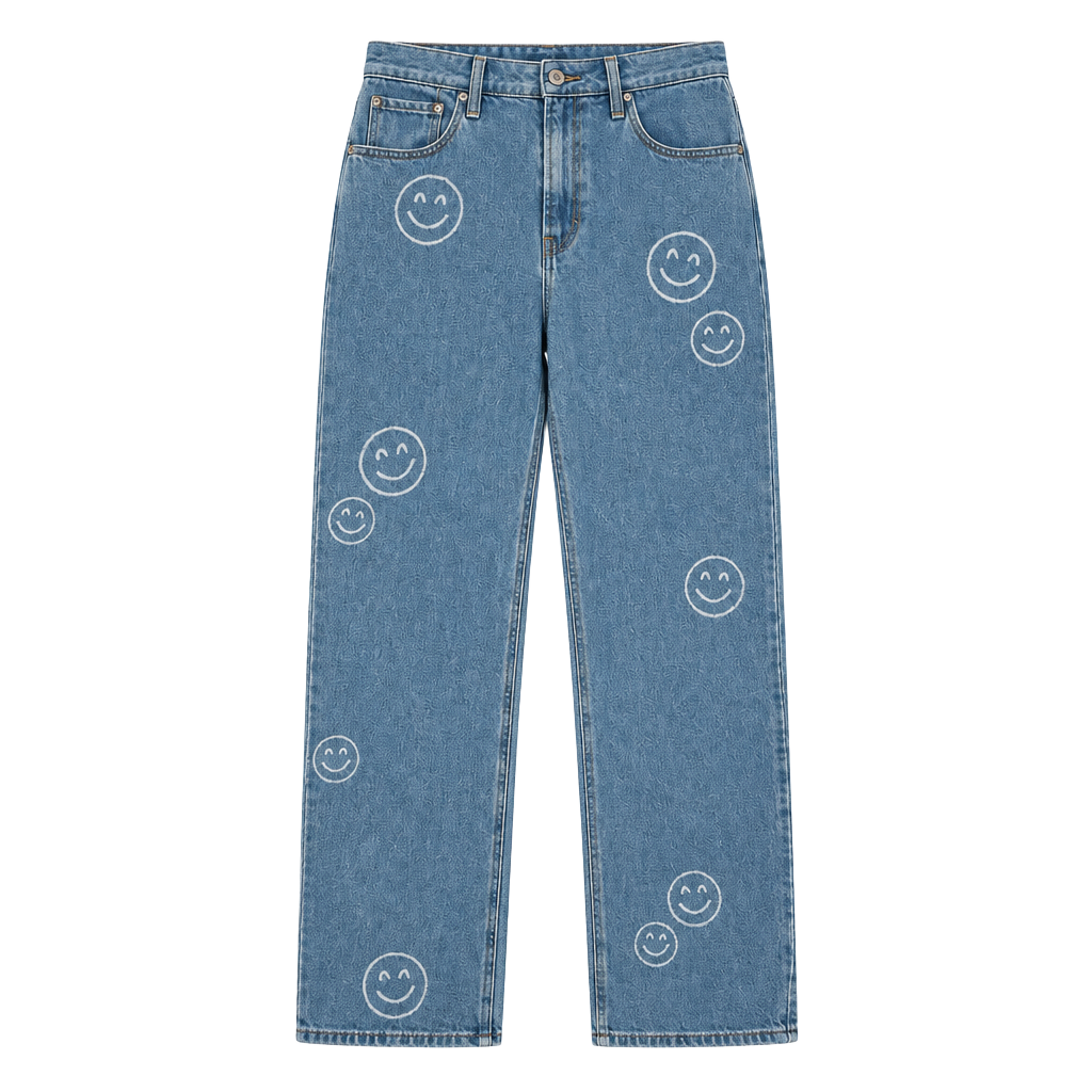 Hollister Ultra High-Rise Dad Jean Size 24R Smiley Face Graphic Light Wash y2k 90’s 1