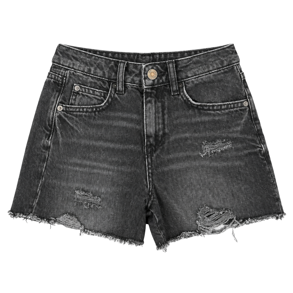 Zara Denim Shorts Size 8-9 Years Black Distressed Cut Off 1