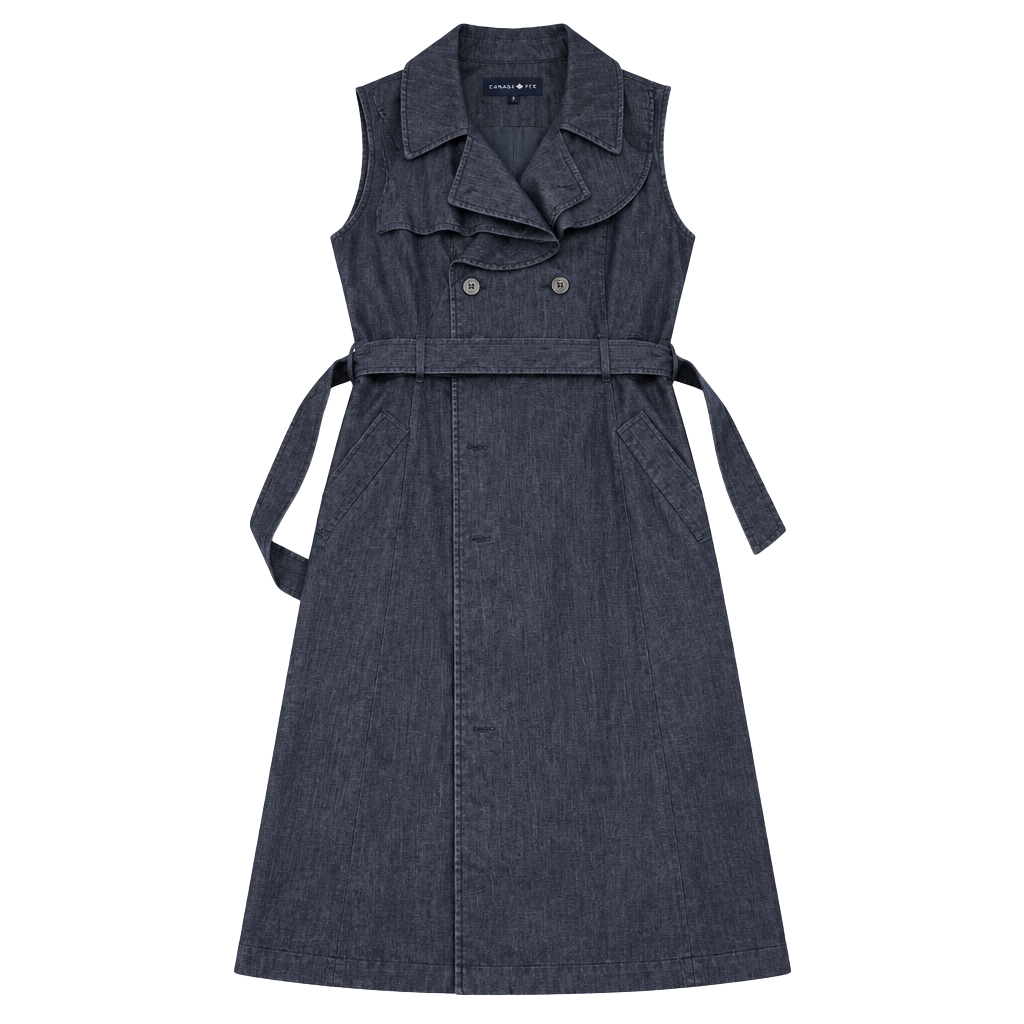 Sandra Darren Denim Dress Size 6 Gray Sleeveless 1