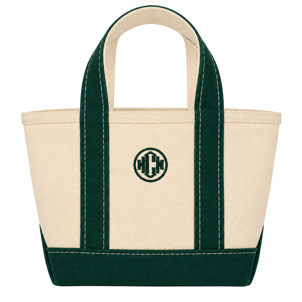 LL Bean Boat And Tote Green Canvas Mini Tote Bag 1