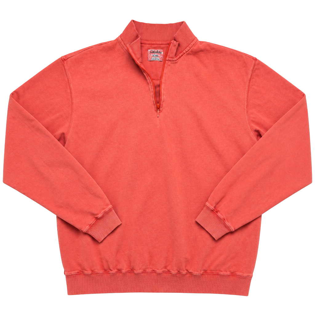 Cabelas 1/4 Zip Sweatshirt Size L/G Red Cotton 1