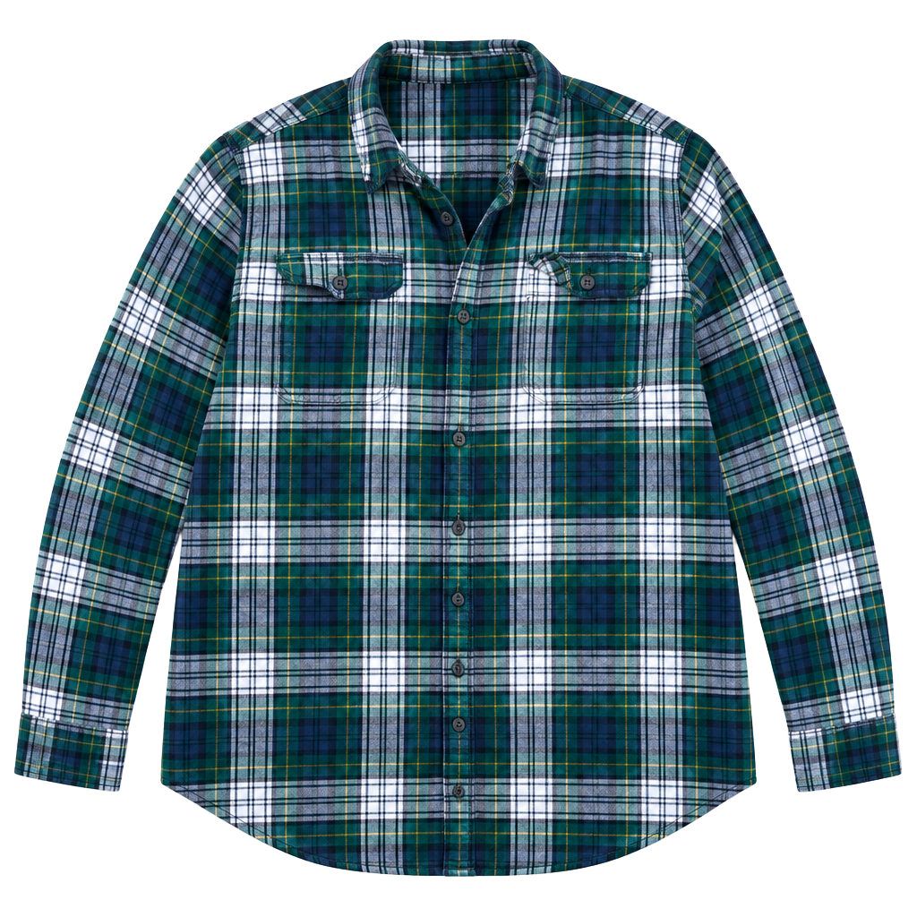 George Flannel Button Down Shirt Size 2XL Green Plaid 1