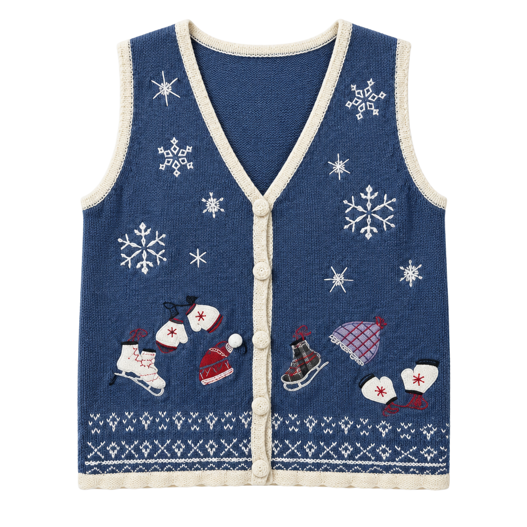 Embroidered Christmas Vest Size S 1