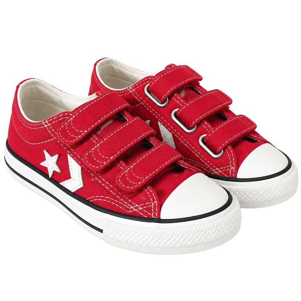 Kids Converse Star Player Triple Velcro Red Sneakers 1