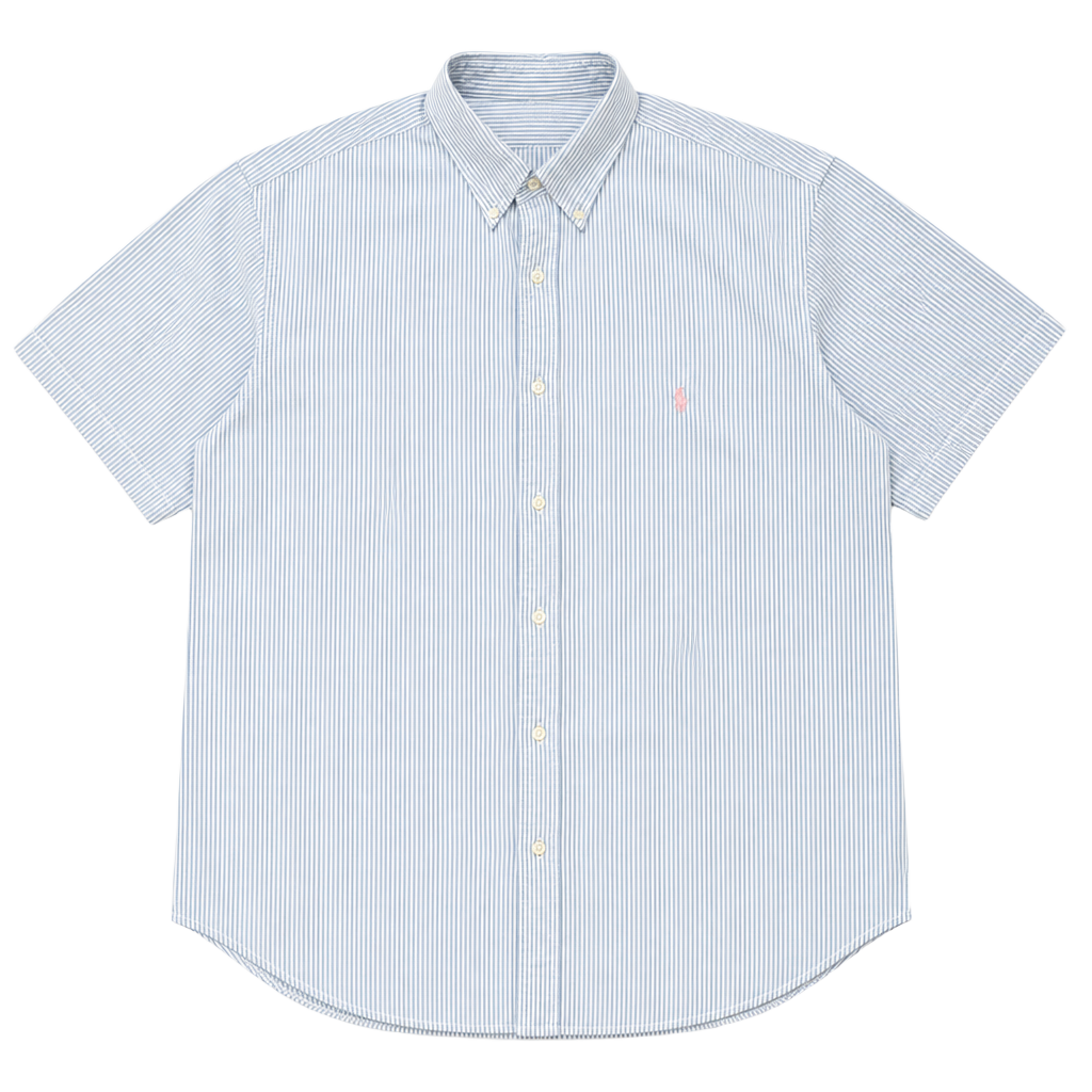 Vintage Polo Ralph Lauren Blue Label Seersucker Stripe Button Down Shirt 3XB Big 1