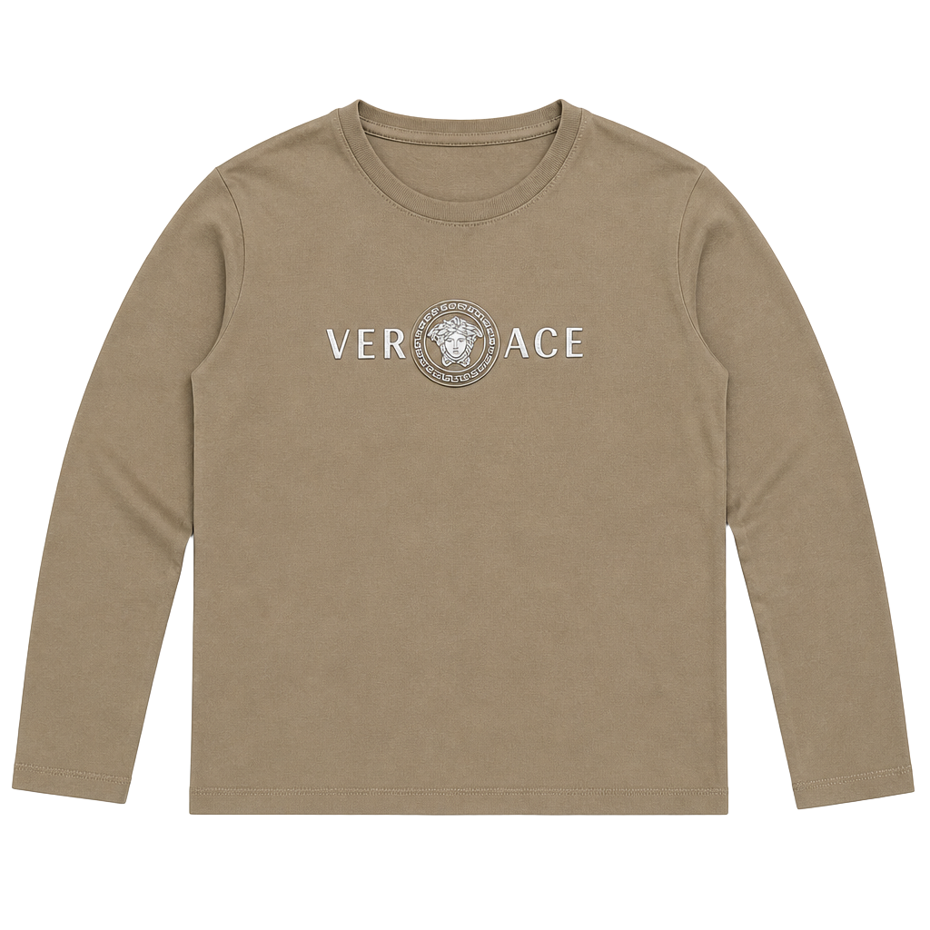 Versace Medusa Logo Long Sleeve T-Shirt Olive Green Size M 1