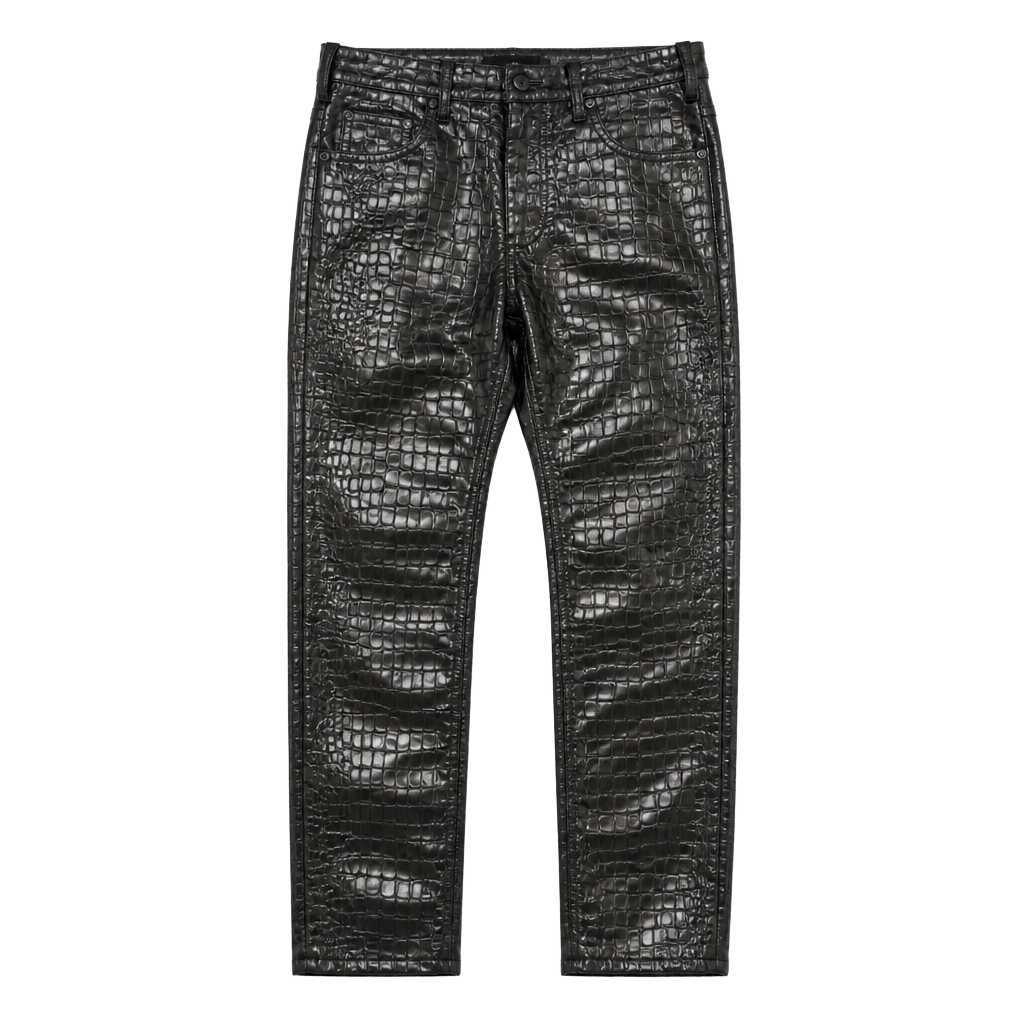 Good American Faux Leather Croc Embossed Pants Size 2/26 1