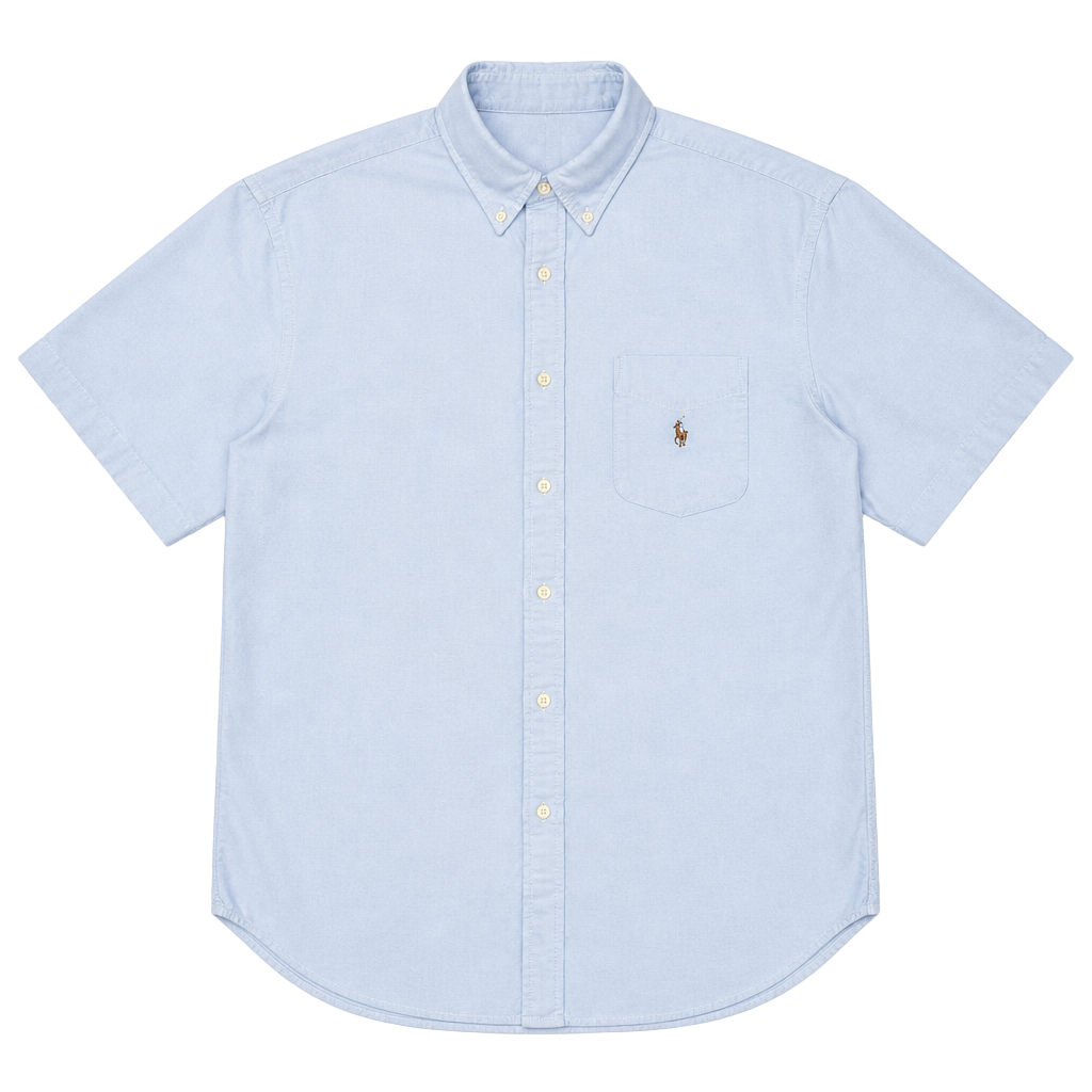 Vintage Blue label Ralph Lauren Short Sleeve Shirt Light Blue Classic Fit 1