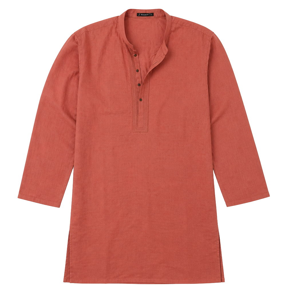 J. Junaid Jamshed Men's Rust Colored Long Sleeve Kurta 1