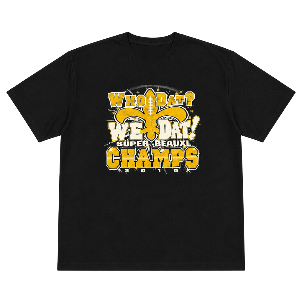 Vintage 2010 New Orleans Saints Super Bowl XLIV Champions Who Dat T-Shirt 1