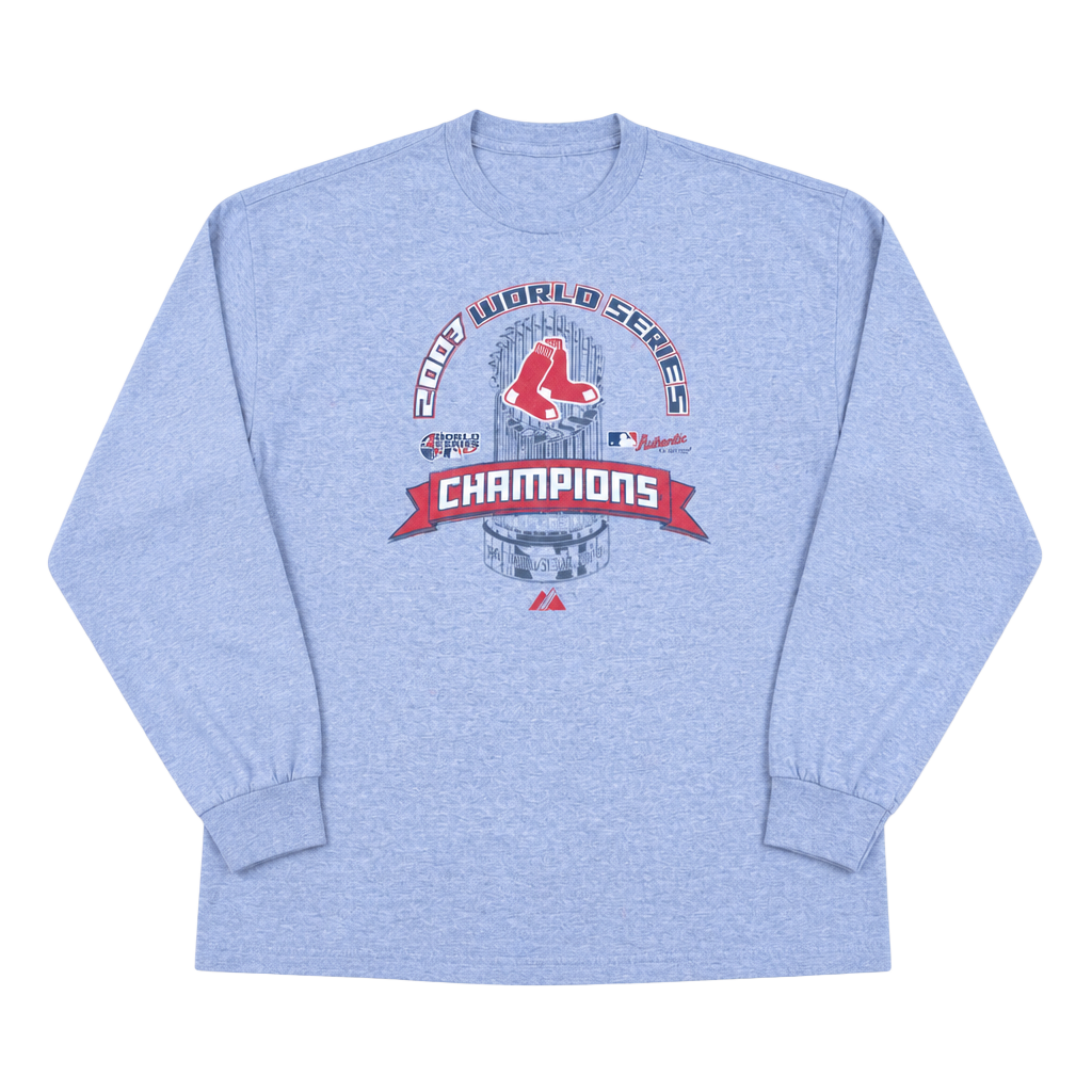 Vintage 2007 Boston Red Sox World Series Champions MLB Majestic Long Sleeve Gray T-Shirt XL 1