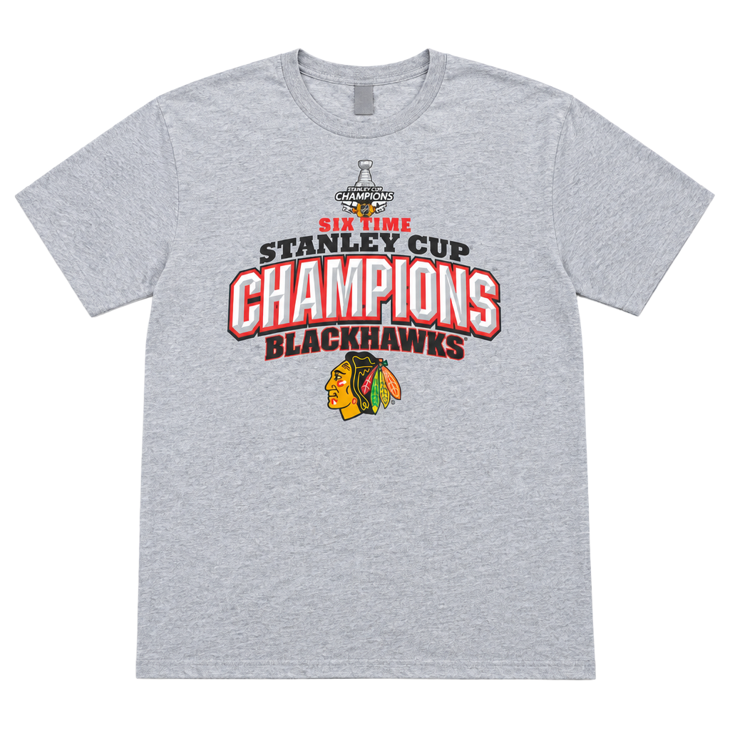 Gildan Chicago Blackhawks Stanley Cup Champions T-Shirt Size L Gray 1