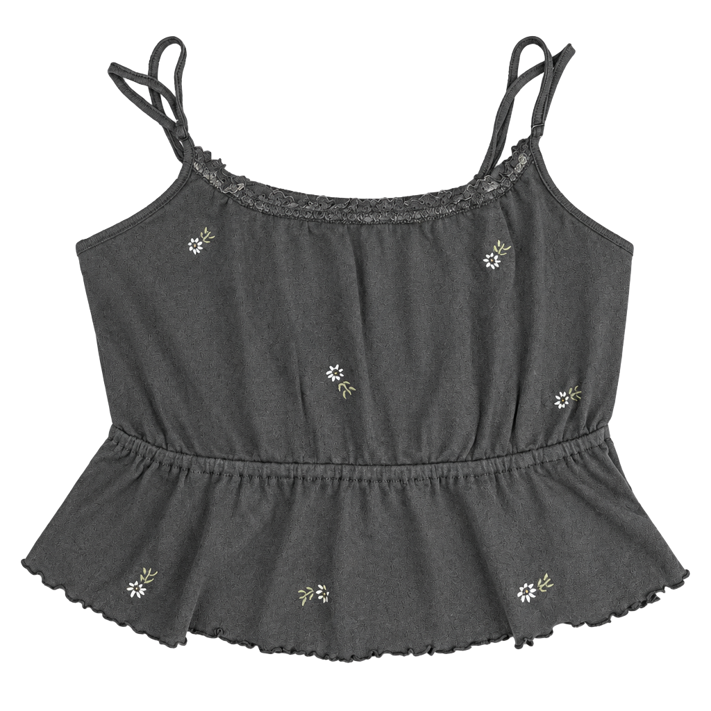 American Eagle Women's Gray Floral Embroidered Camisole Adjustable Straps M 1