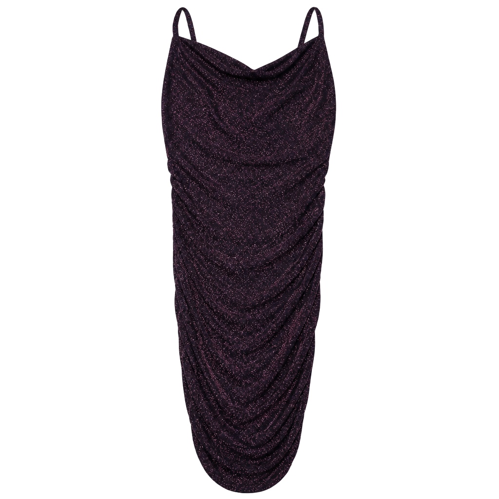 Forever Rose Metallic Red Black Sparkle Ruched Cowl Neck Bodycon Mini Dress M 1