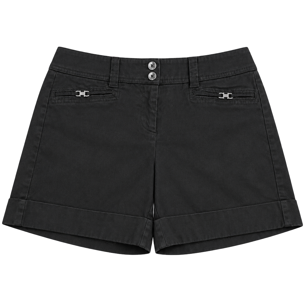 White House Black Market Shorts Size 2 Black Cotton Cuffed 1