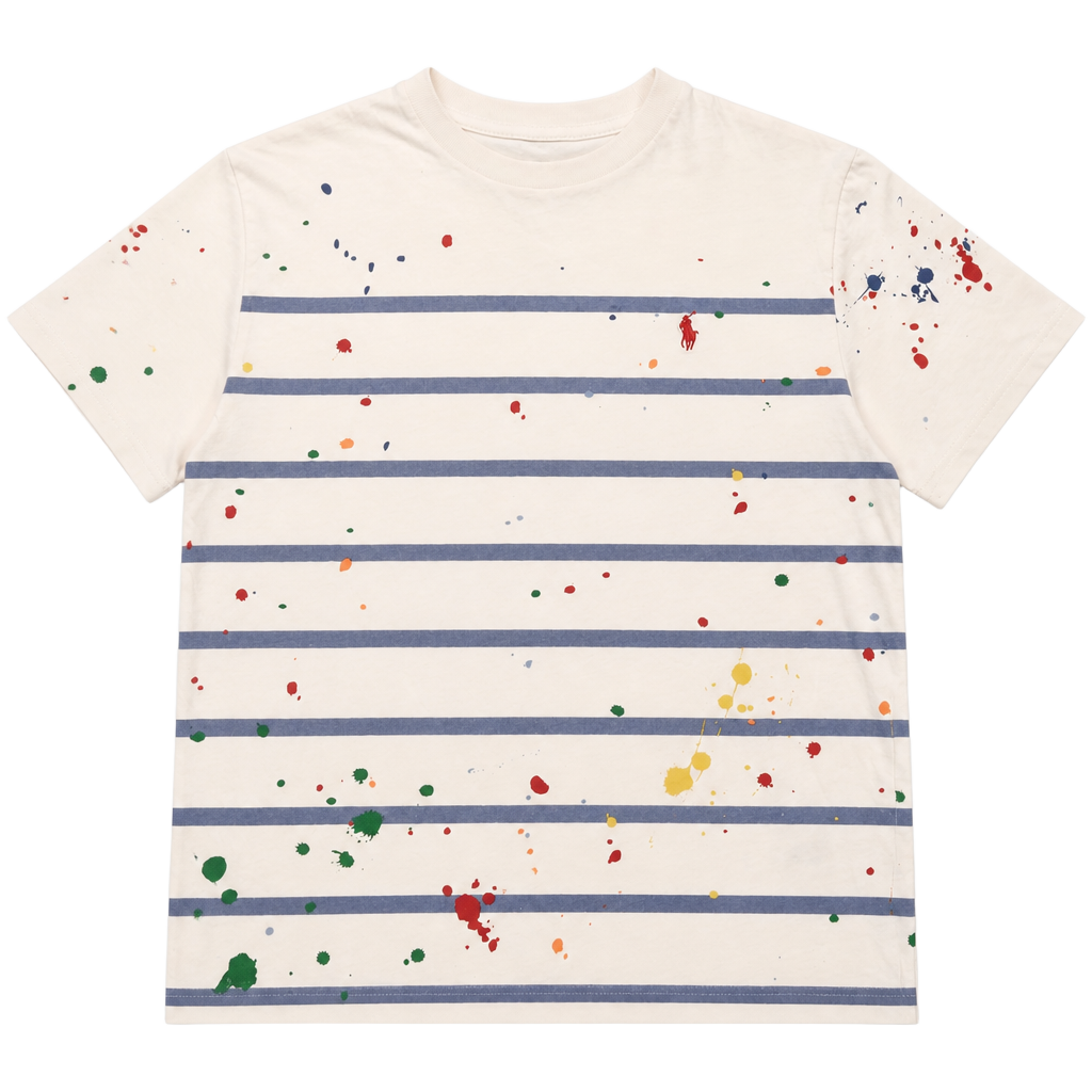 Paint-Splatter Striped Cotton T-Shirt for Boys 1