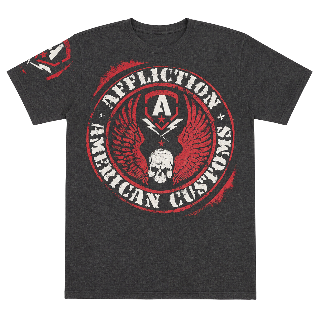 AFFLICTION SKULL AMERICAN CUSTOMS T-Shirt Men SZ. M Made in USA 1