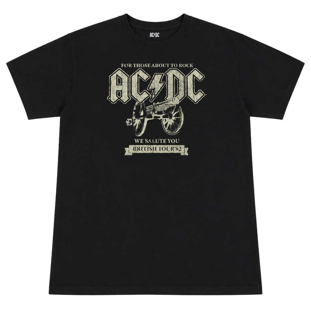 AC/DC For Those About To Rock British Tour 82 T-Shirt Size L Black 1