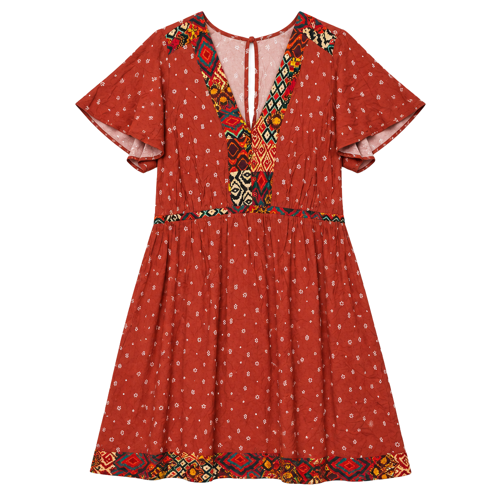 Torrid Mini Challis Border Tribal Print Skater Dress Size 3 1