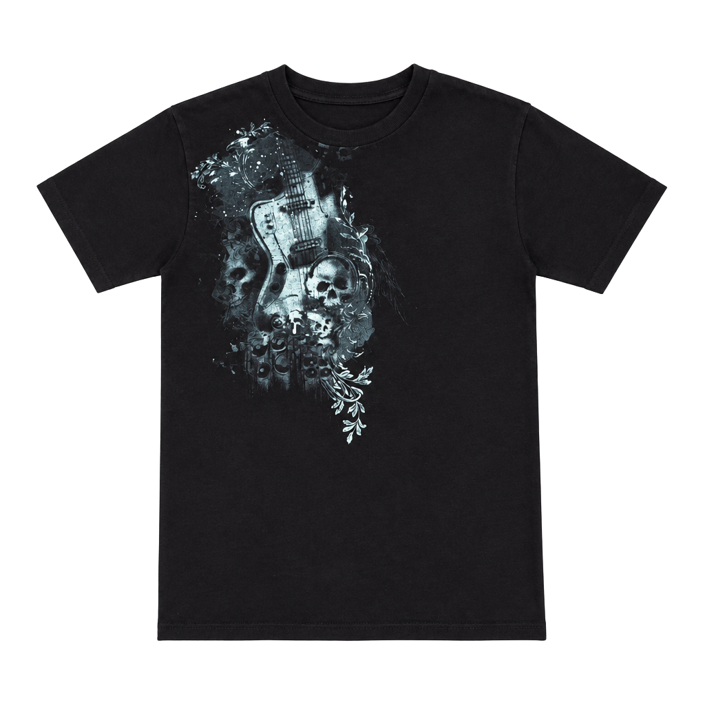 Affliction Graphic T-Shirt Black Skull Guitar Y2K Grunge 1