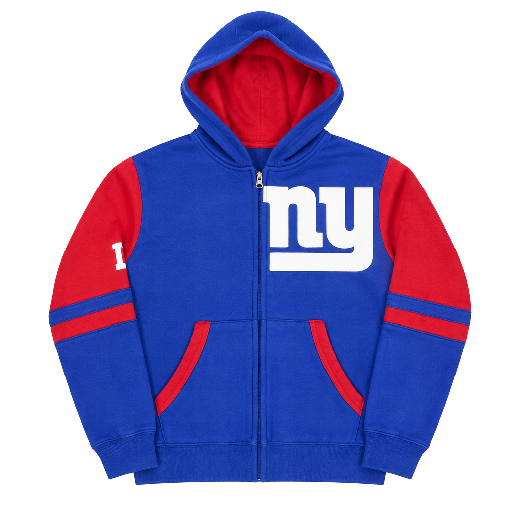 Youth NFL Team Apparel New York Giants Zip Up Hoodie L Blue Red 1