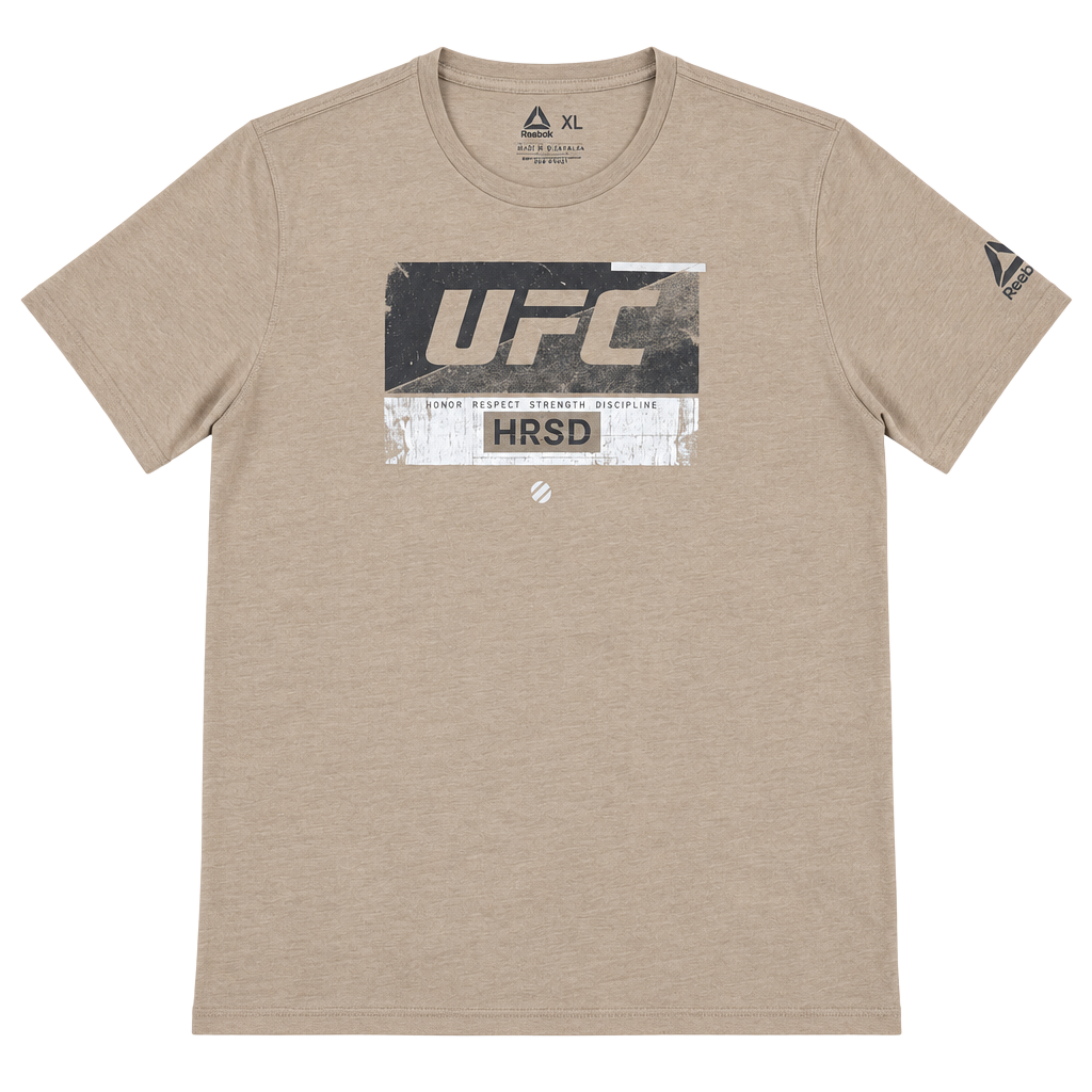 Reebok UFC Graphic T-Shirt Size XL Tan Fight Week Tee 1