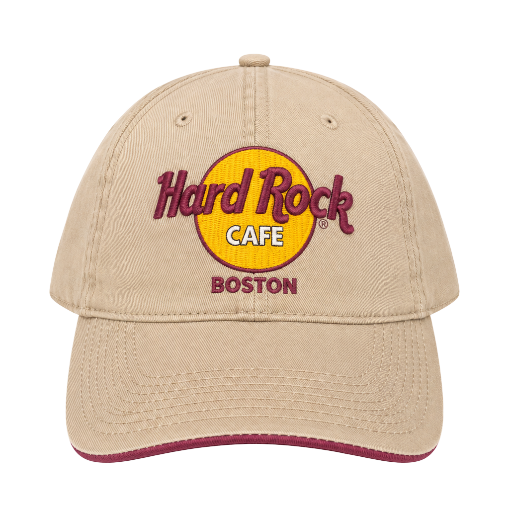 Hard Rock Cafe Boston Baseball Cap Tan Cotton Adjustable 1