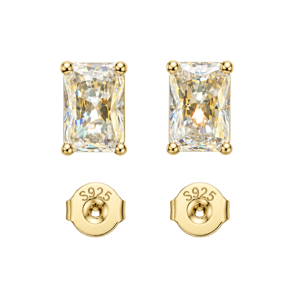 GRA Moissanite Radiant Stud Earrings 1.0ct 5x7mm S925 Silver D Color 1