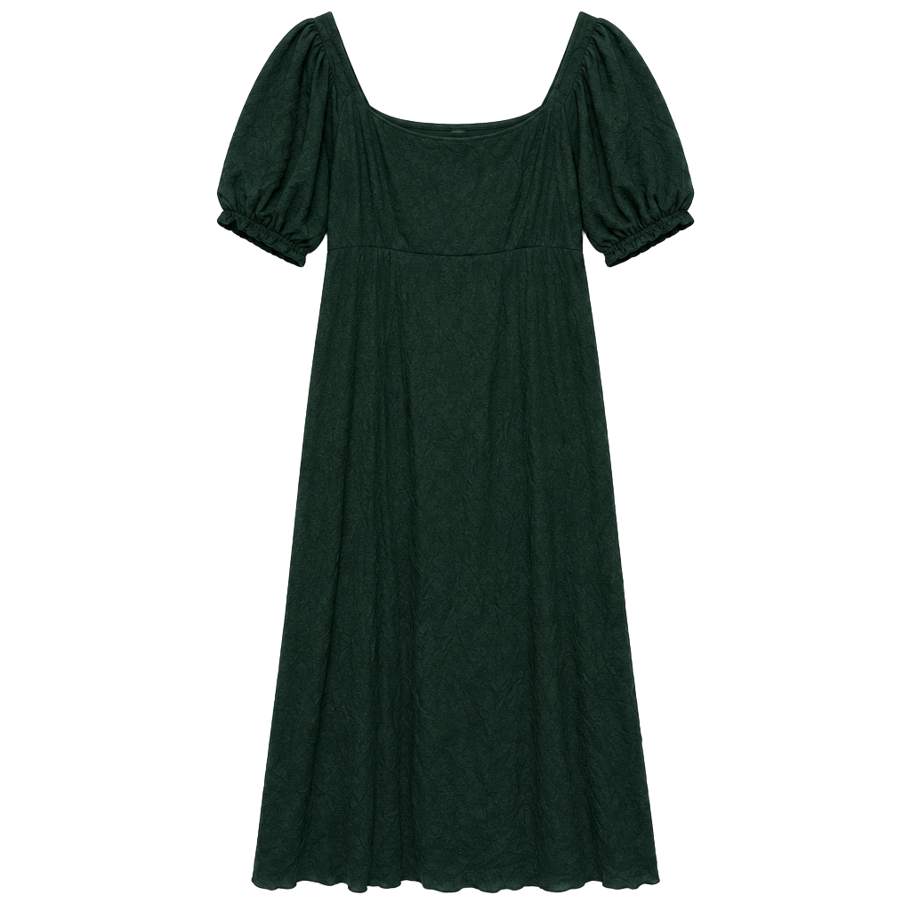 Old Navy Forest Green Puff Sleeve Dress Size 2X 1