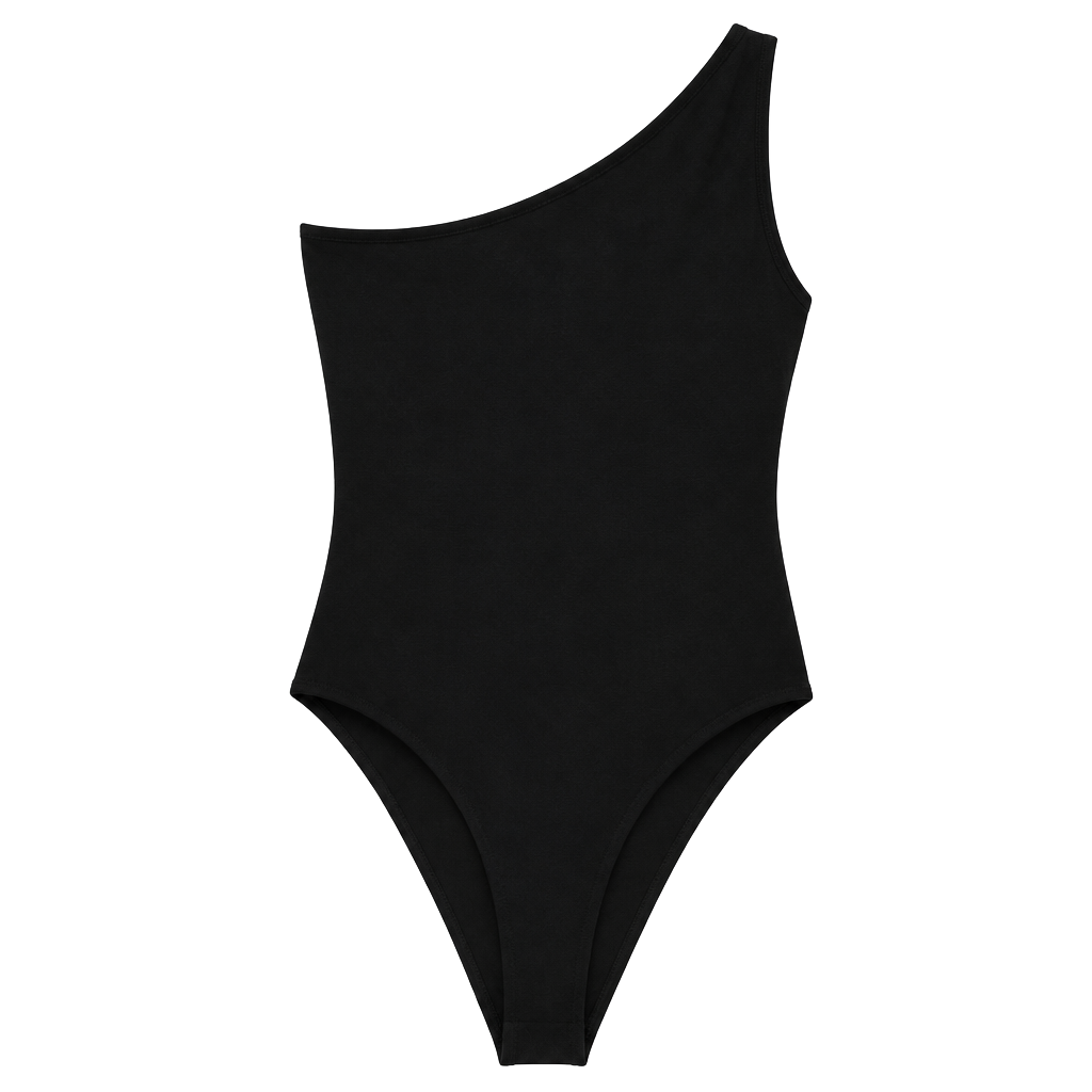 SHEIN One Shoulder Cutout Bodysuit Black 1