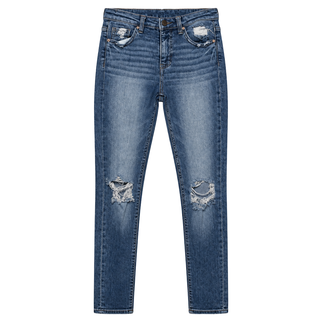 BKE Mom Jeans Distressed Denim Blue 1