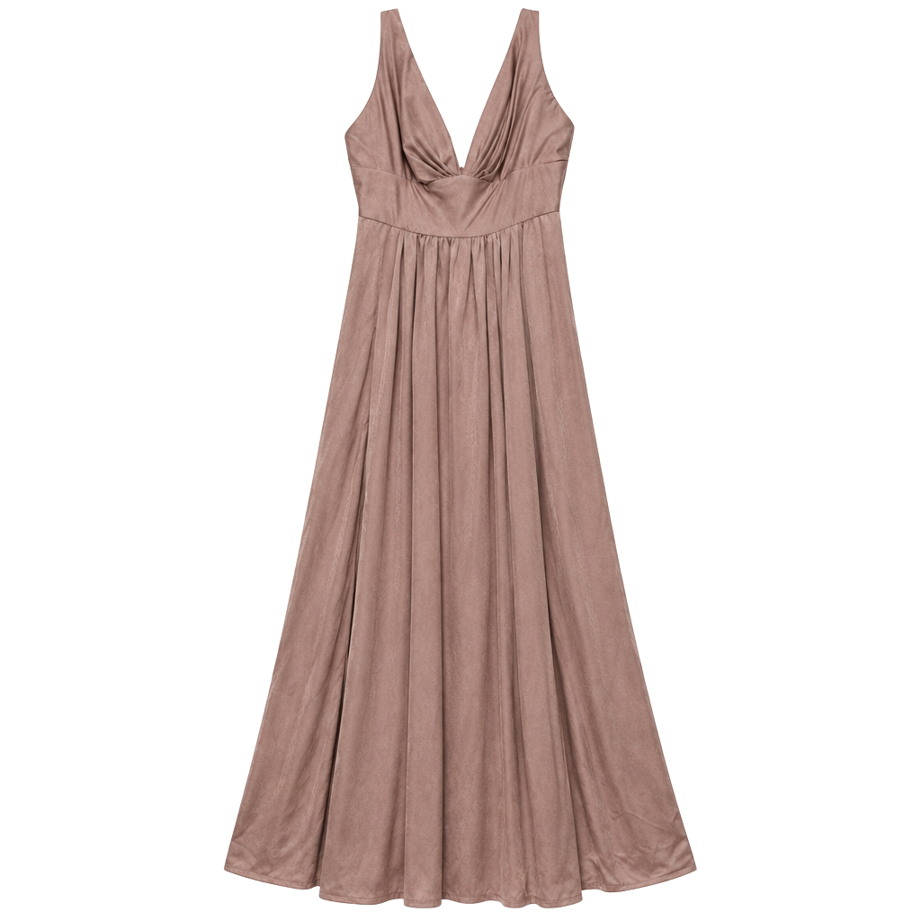 Empire Waist Gown with Deep V Neckline 1