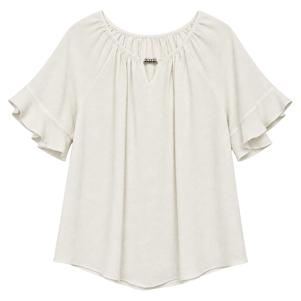 Maurices Blouse Size 18/20W Ivory Flutter Sleeve Peasant Top 1