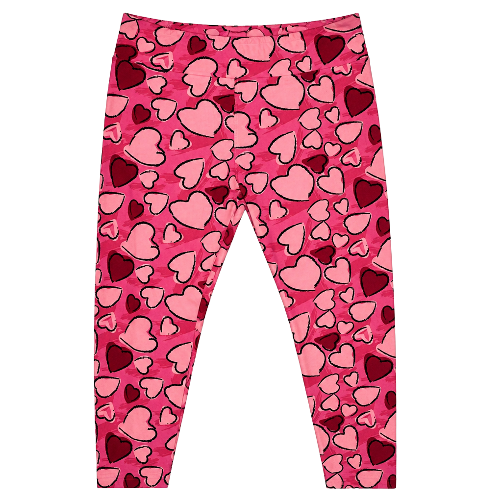 LuLaRoe Heart Print Leggings Pink Valentine 1