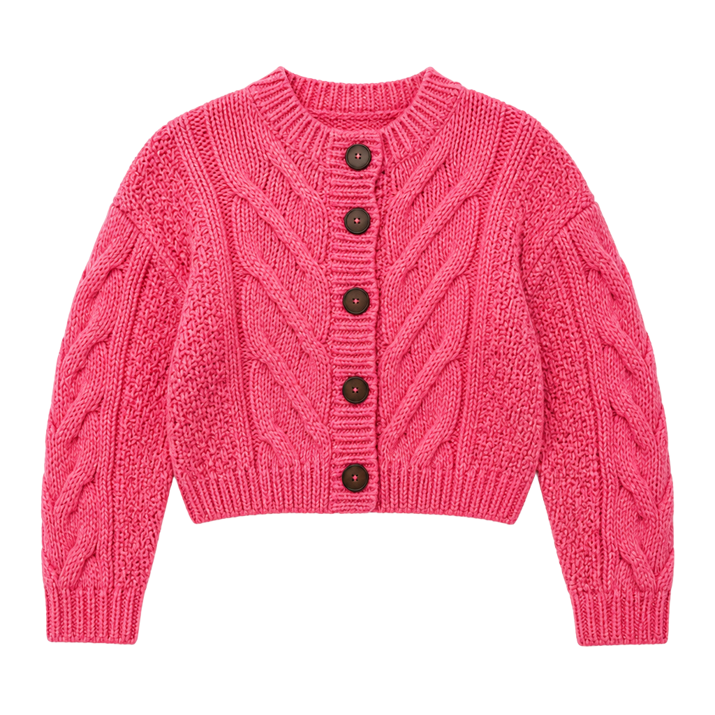 Free People Bonfire Cable Knit Sweater Bright Pink 1