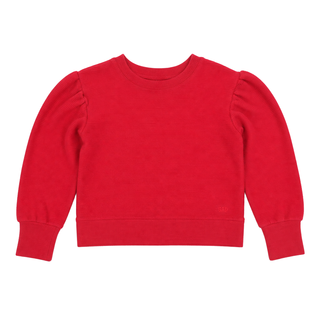 Albion Fit Red Ribbed Long Sleeve Sweatshirt Pullover Size Small 1