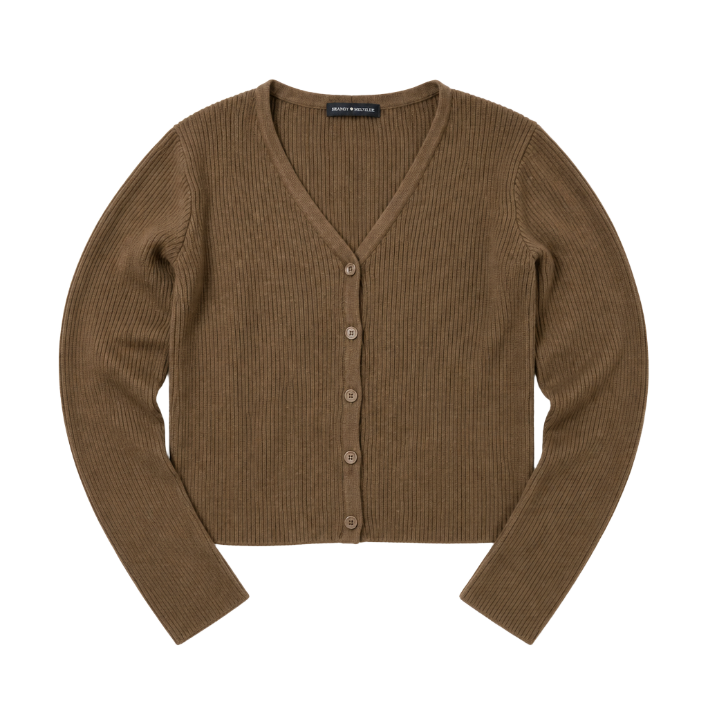 Brandy Melville Brown Shannon Ribbed Knit Button Up Cardigan Sweater 1