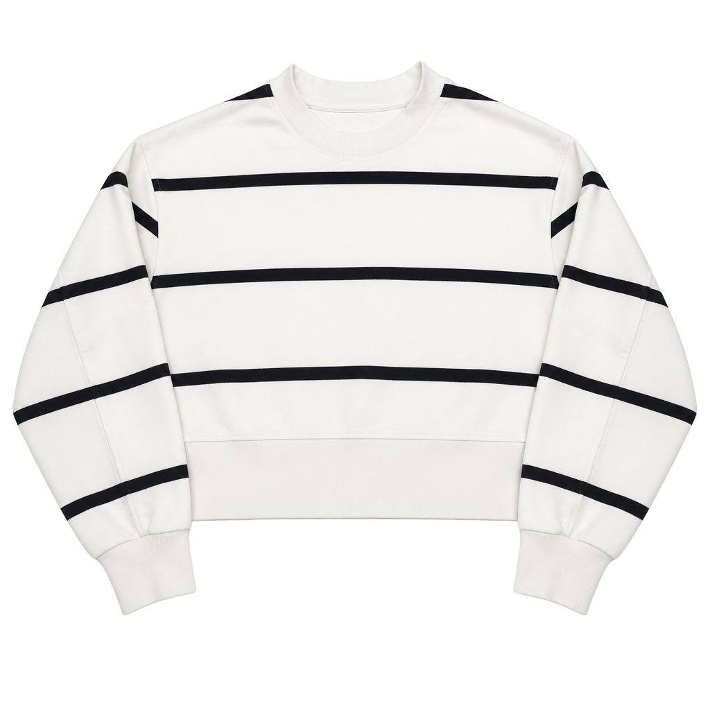 Lululemon Perfectly Oversized Cropped Crew Sweatshirt Stripe White Black 1