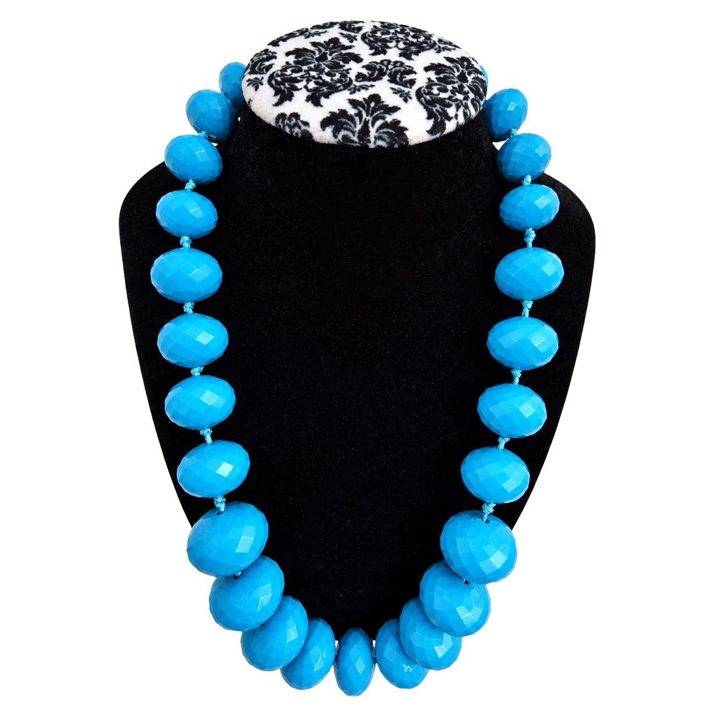 Unbranded Chunky Blue Faceted Beaded Statement Necklace 1