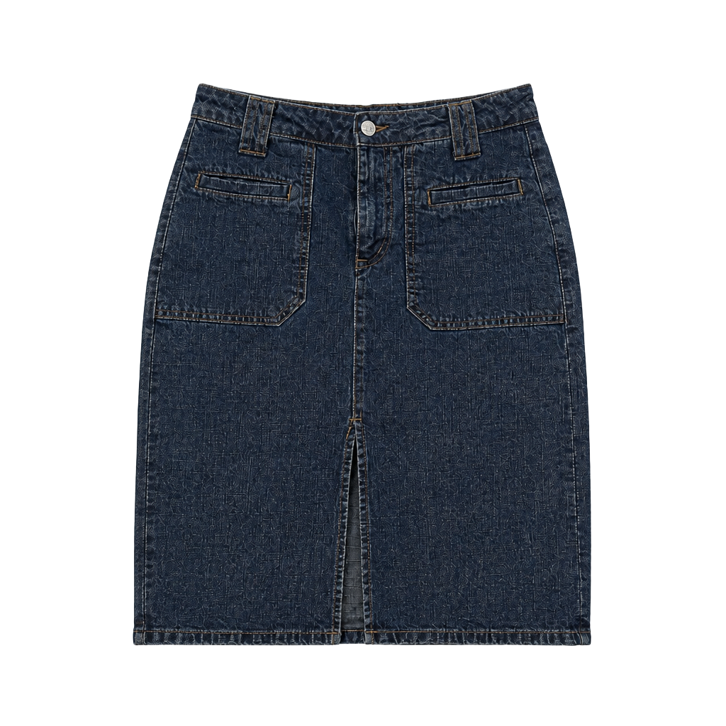 Lulu's Denim Midi Skirt with Front Slit 1