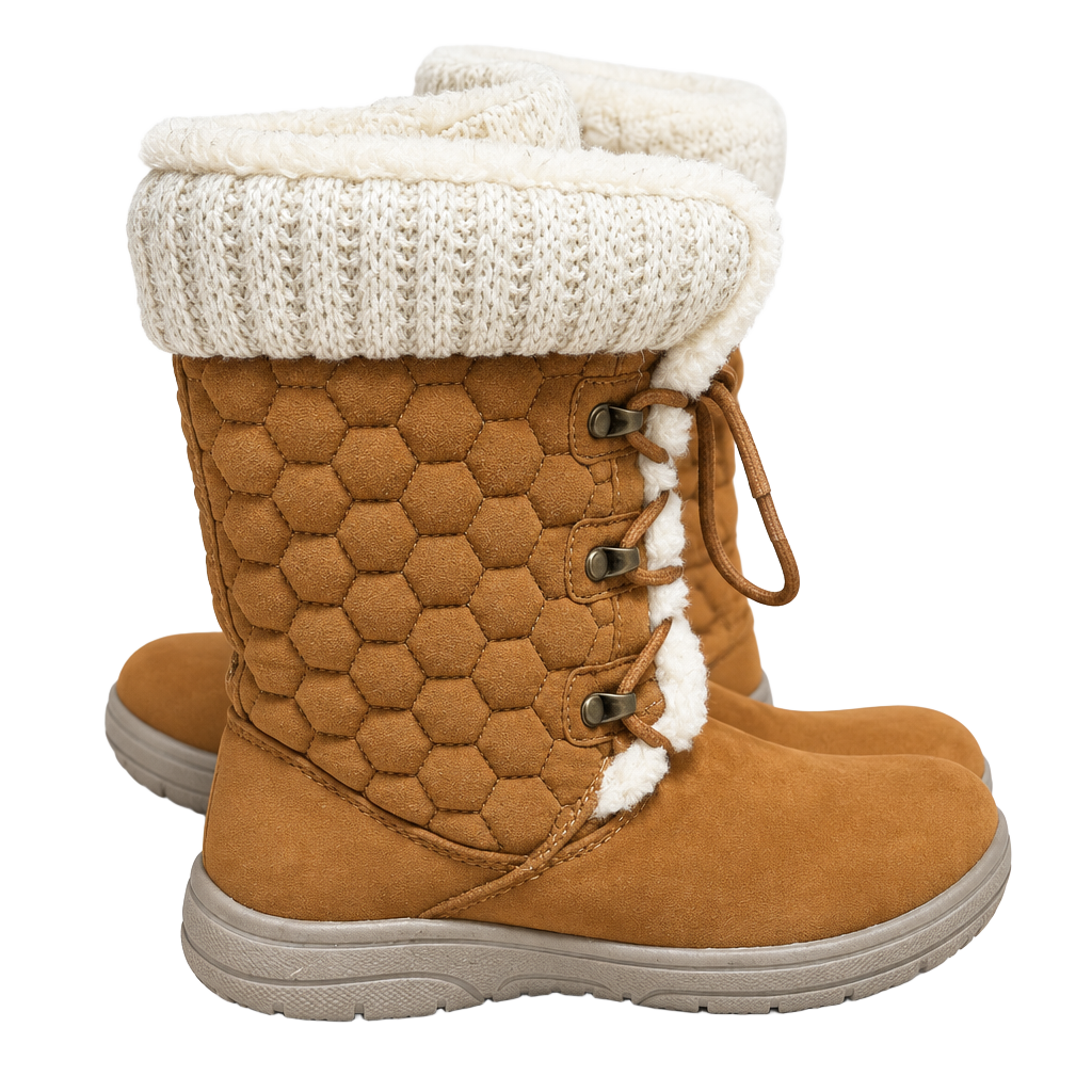 Liz Claiborne Tan Faux Fur Lined Winter Boots Size 6 Cozy Lace Up 1